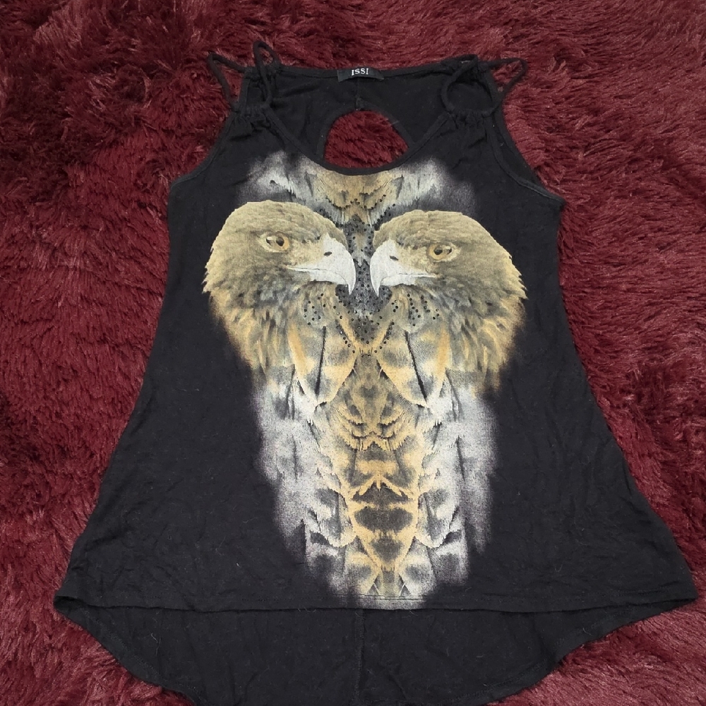 ISSI Black Tank Top with Eagle Graphic